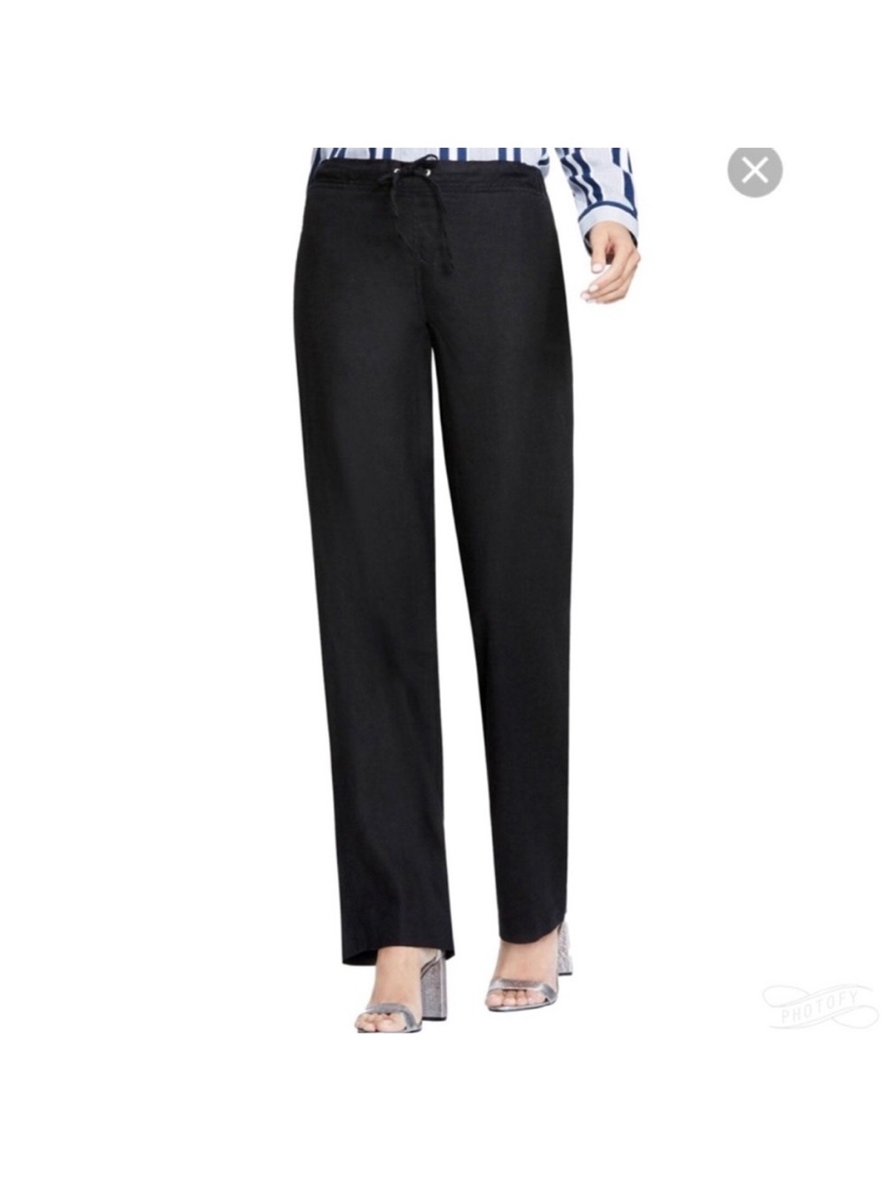 Two by Vince Camuto Black Wide Leg Linen Pants NWT - Pull-On
Drawstring, Size M